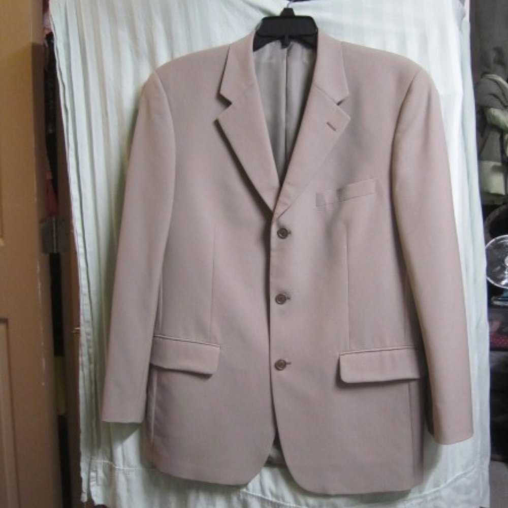 Alfani Tan 3-Button 100% Wool Jacket Blazer, EUC